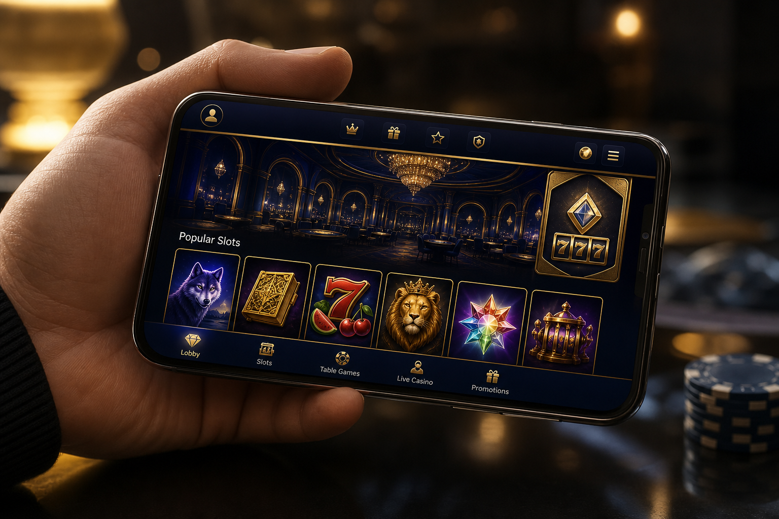 Lucky Vip mobile casino app on smartphone